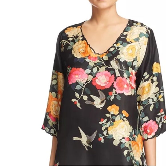 Johnny Was - Charlotte Rose Scalloped Silk Tunic - XL - Picture 3 of 16